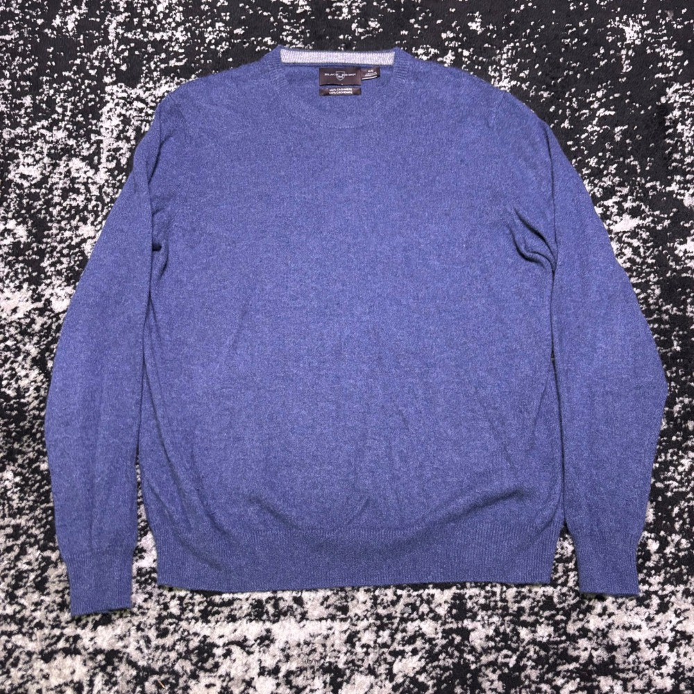 Black Brown 1826 Mens Blue 100% Cashmere Crewneck Sweater Size Medium